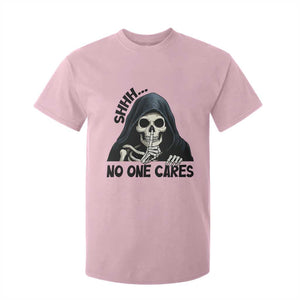 Funny Skeleton Humor T Shirt For Kid Shhh No One Cares TS12 Light Pink Print Your Wear