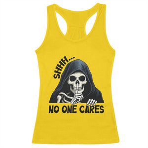 Funny Skeleton Humor Racerback Tank Top Shhh No One Cares TS12 Daisy Print Your Wear