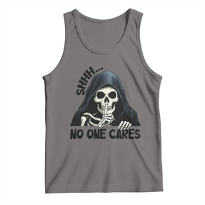 Funny Skeleton Humor Tank Top Shhh No One Cares TS12 Deep Heather Print Your Wear