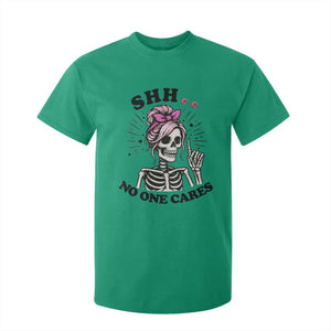 Funny Skeleton Sarcastic T Shirt For Kid Shhh No One Cares TS12 Irish Green Print Your Wear