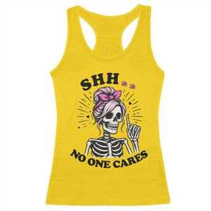 Funny Skeleton Sarcastic Racerback Tank Top Shhh No One Cares TS12 Daisy Print Your Wear