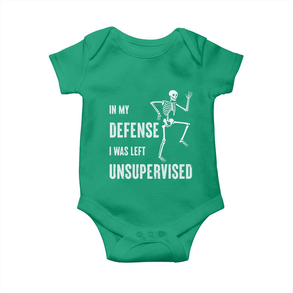 Funny Sarcastic Baby Onesie In My Defence I Was Left Unsupervised TS12 Irish Green Print Your Wear