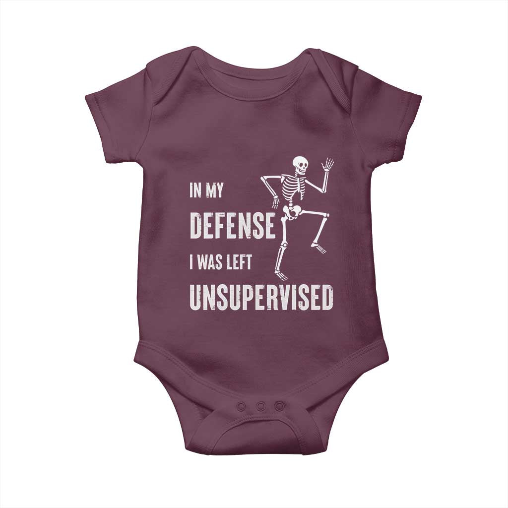 Funny Sarcastic Baby Onesie In My Defence I Was Left Unsupervised TS12 Maroon Print Your Wear