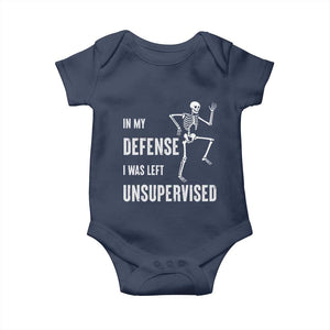 Funny Sarcastic Baby Onesie In My Defence I Was Left Unsupervised TS12 Navy Print Your Wear