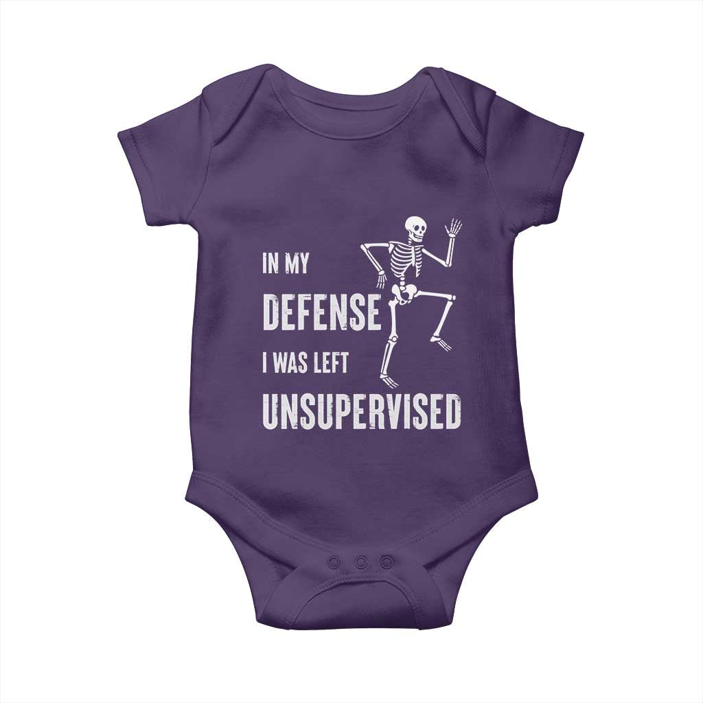 Funny Sarcastic Baby Onesie In My Defence I Was Left Unsupervised TS12 Purple Print Your Wear