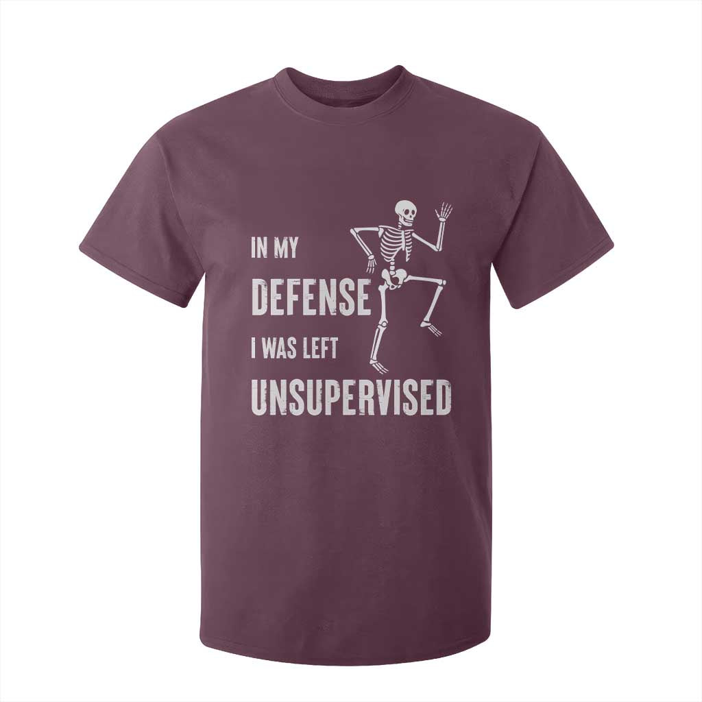 Funny Sarcastic T Shirt For Kid In My Defence I Was Left Unsupervised TS12 Maroon Print Your Wear