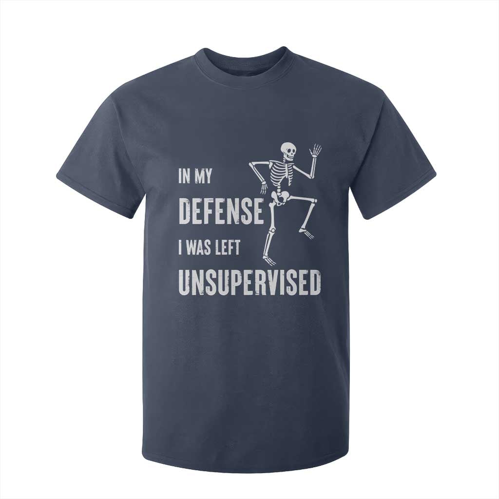 Funny Sarcastic T Shirt For Kid In My Defence I Was Left Unsupervised TS12 Navy Print Your Wear