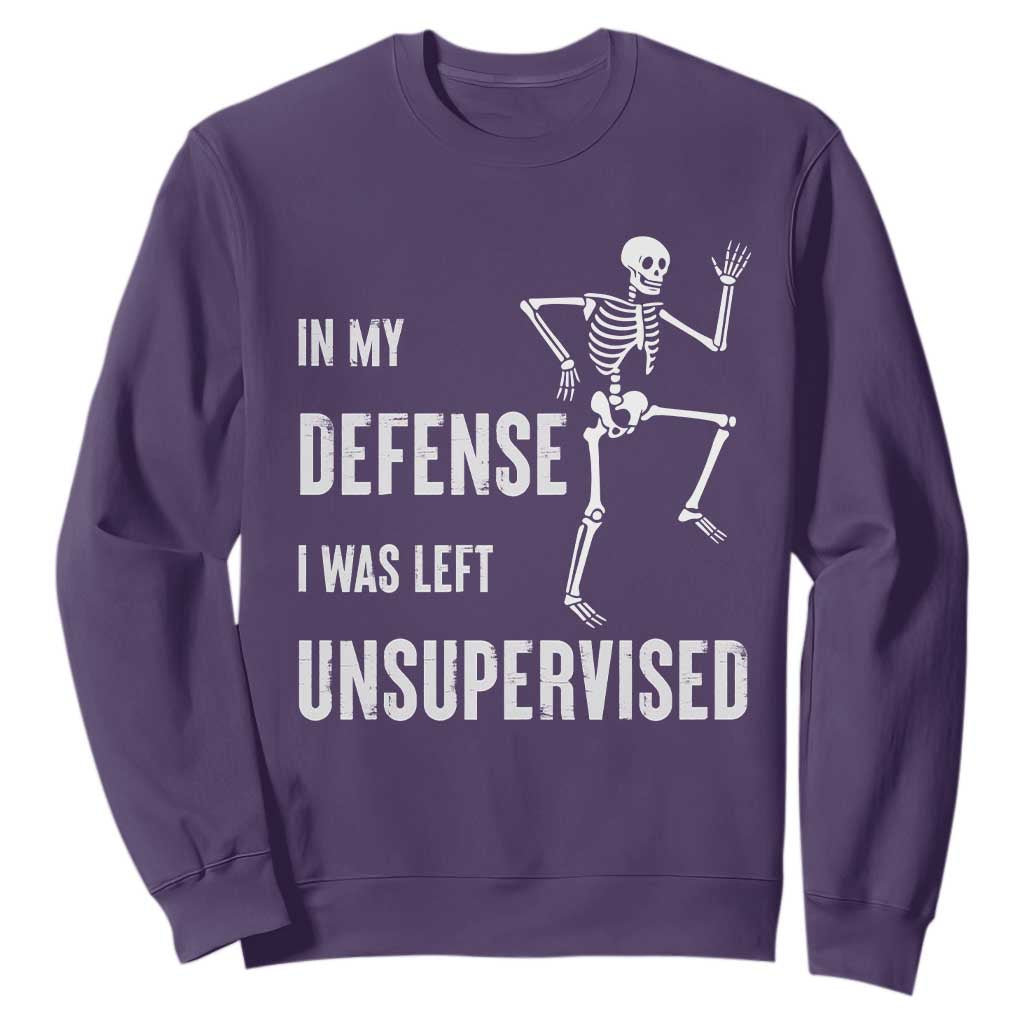 Funny Sarcastic Sweatshirt In My Defence I Was Left Unsupervised TS12 Purple Print Your Wear