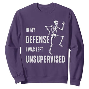Funny Sarcastic Sweatshirt In My Defence I Was Left Unsupervised TS12 Purple Print Your Wear