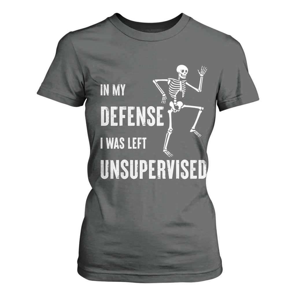 Funny Sarcastic T Shirt For Women In My Defence I Was Left Unsupervised TS12 Dark Heather Print Your Wear