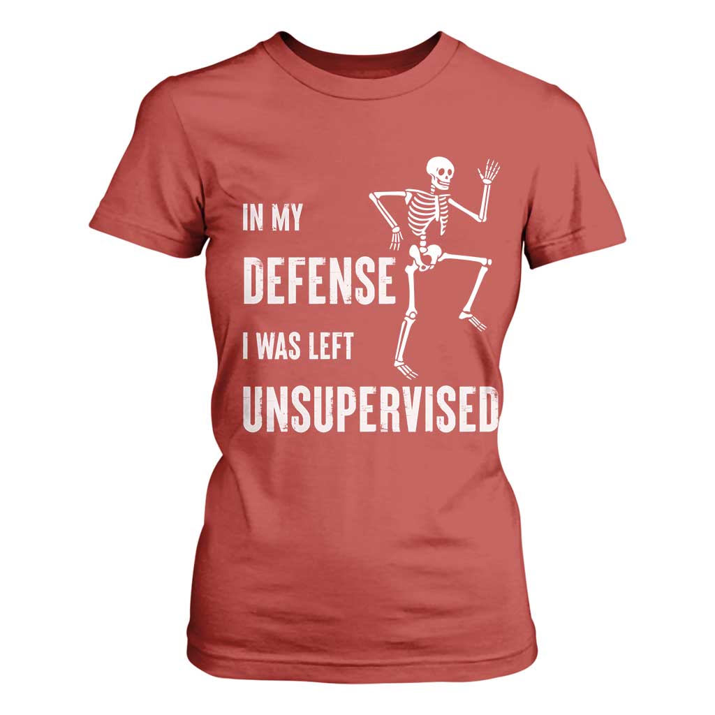 Funny Sarcastic T Shirt For Women In My Defence I Was Left Unsupervised TS12 Red Print Your Wear
