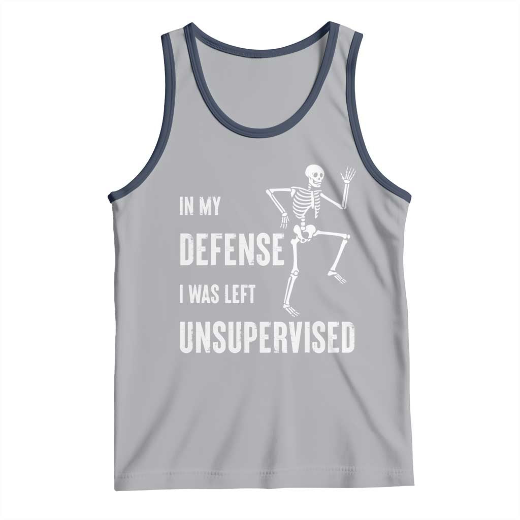 Funny Sarcastic Tank Top In My Defence I Was Left Unsupervised TS12 Athletic Heather Navy Print Your Wear