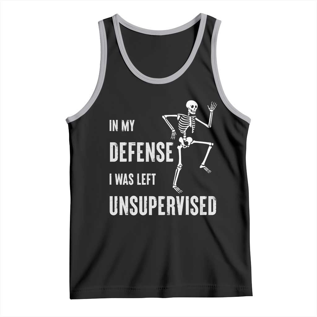 Funny Sarcastic Tank Top In My Defence I Was Left Unsupervised TS12 Black Athletic Heather Print Your Wear