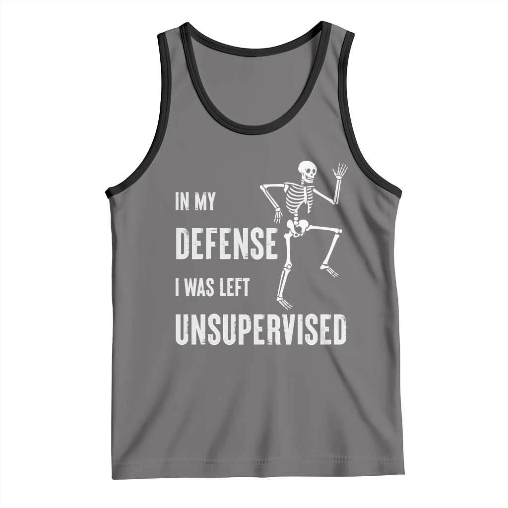 Funny Sarcastic Tank Top In My Defence I Was Left Unsupervised TS12 Deep Heather Black Print Your Wear