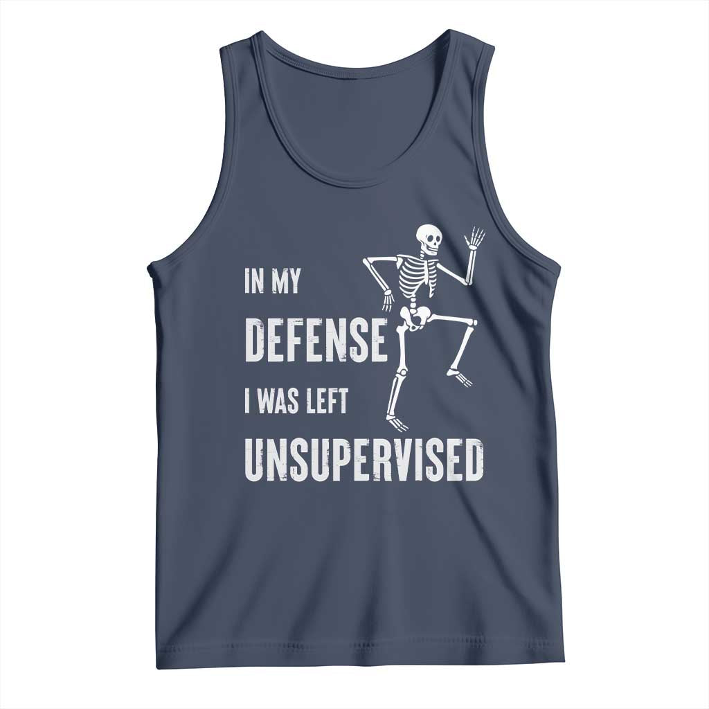Funny Sarcastic Tank Top In My Defence I Was Left Unsupervised TS12 Navy Print Your Wear