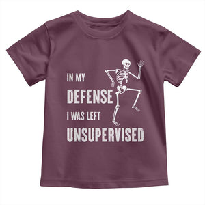 Funny Sarcastic Toddler T Shirt In My Defence I Was Left Unsupervised TS12 Maroon Print Your Wear
