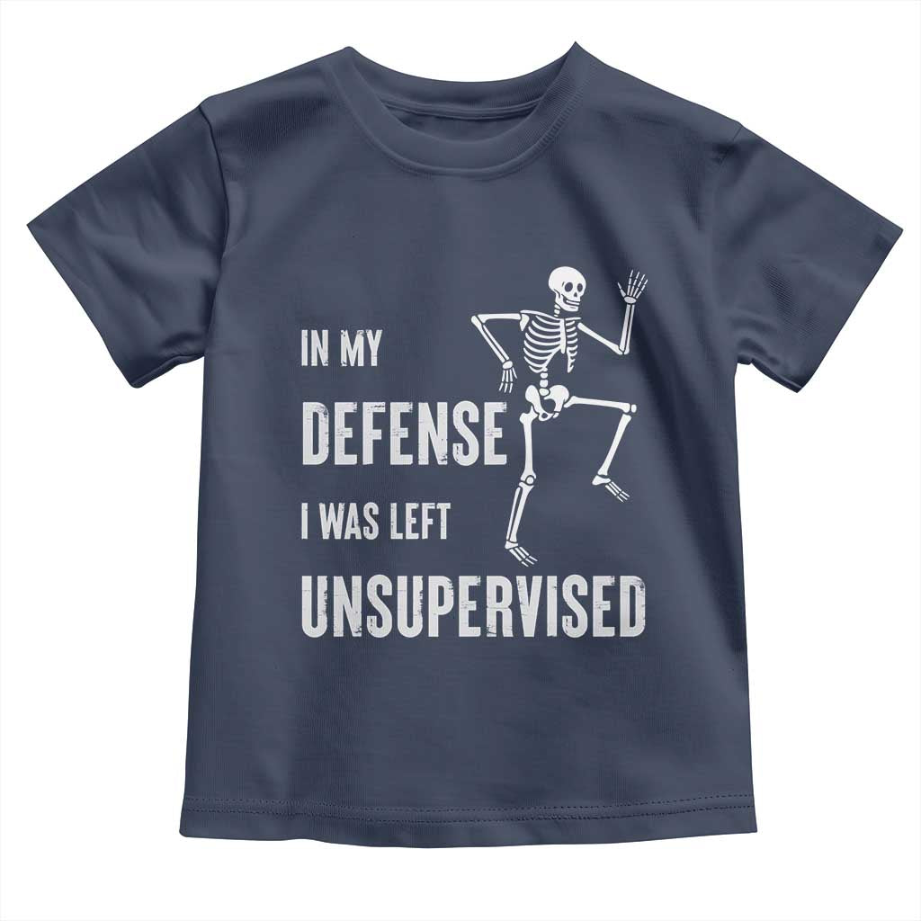 Funny Sarcastic Toddler T Shirt In My Defence I Was Left Unsupervised TS12 Navy Print Your Wear