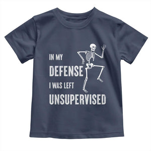 Funny Sarcastic Toddler T Shirt In My Defence I Was Left Unsupervised TS12 Navy Print Your Wear