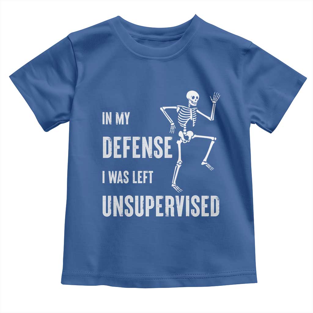Funny Sarcastic Toddler T Shirt In My Defence I Was Left Unsupervised TS12 Royal Blue Print Your Wear