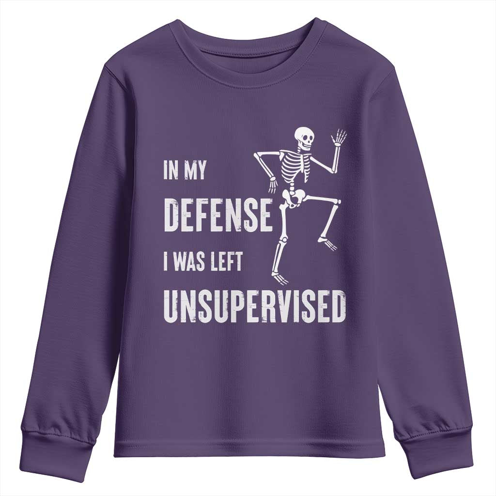 Funny Sarcastic Youth Sweatshirt In My Defence I Was Left Unsupervised TS12 Purple Print Your Wear