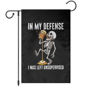 Funny Skeleton Beer Garden Flag In My Defence I Was Left Unsupervised TS12 Black Print Your Wear