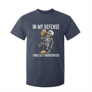 Funny Skeleton Beer T Shirt For Kid In My Defence I Was Left Unsupervised TS12 Navy Print Your Wear