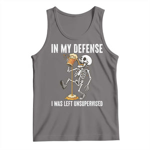 Funny Skeleton Beer Tank Top In My Defence I Was Left Unsupervised TS12 Deep Heather Print Your Wear