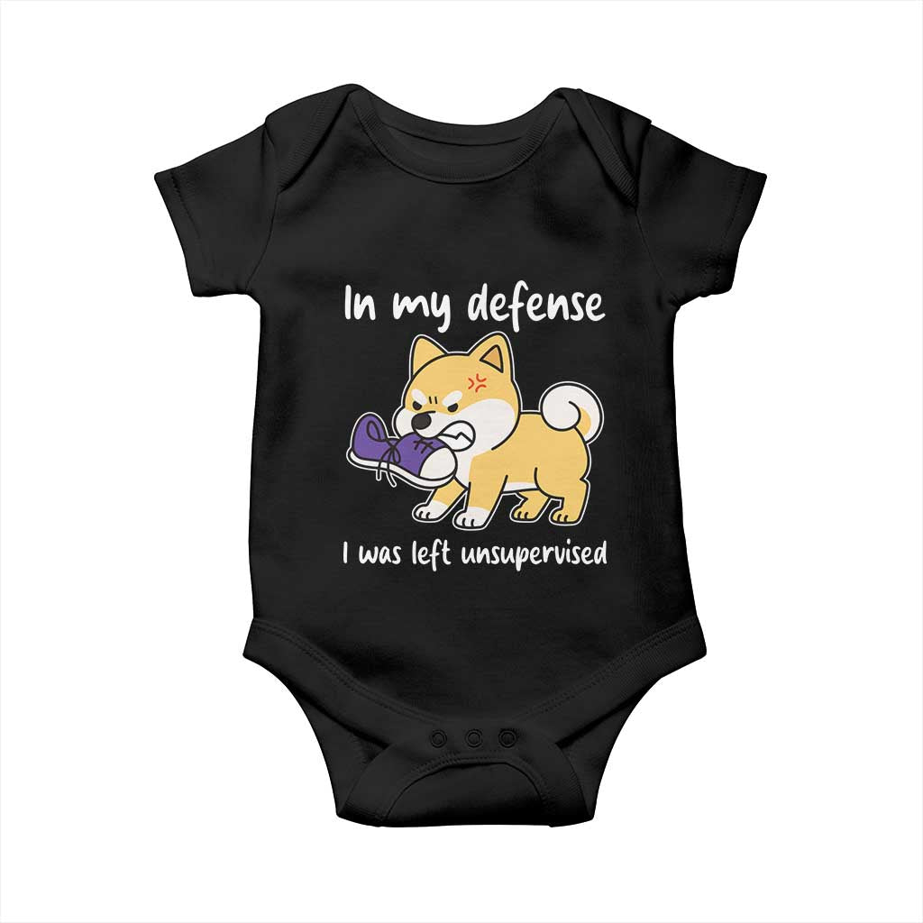 Sarcastic Dog Lover Baby Onesie In My Defense I Was Left Unsupervised TS12 Black Print Your Wear