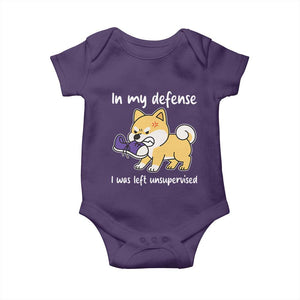 Sarcastic Dog Lover Baby Onesie In My Defense I Was Left Unsupervised TS12 Purple Print Your Wear