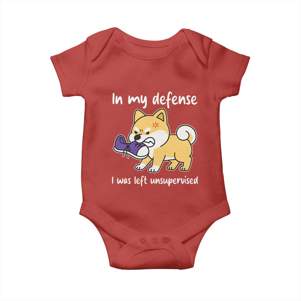 Sarcastic Dog Lover Baby Onesie In My Defense I Was Left Unsupervised TS12 Red Print Your Wear