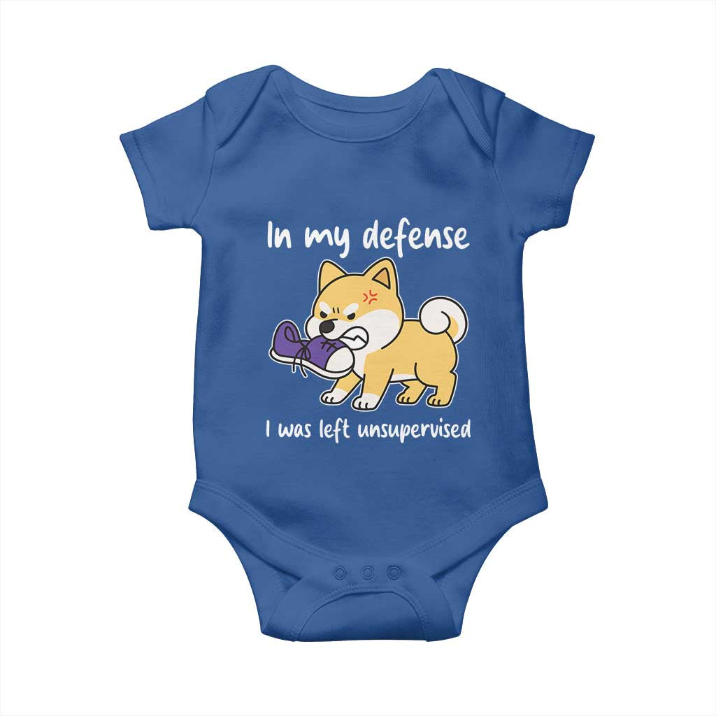 Sarcastic Dog Lover Baby Onesie In My Defense I Was Left Unsupervised TS12 Royal Blue Print Your Wear