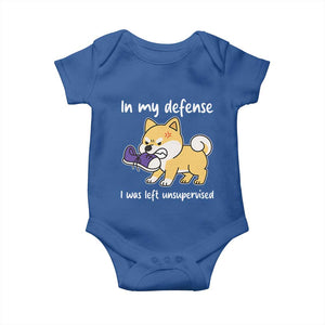 Sarcastic Dog Lover Baby Onesie In My Defense I Was Left Unsupervised TS12 Royal Blue Print Your Wear