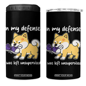 Sarcastic Dog Lover 4 in 1 Can Cooler Tumbler In My Defense I Was Left Unsupervised TS12 One Size: 16 oz Black Print Your Wear