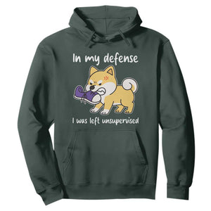Sarcastic Dog Lover Hoodie In My Defense I Was Left Unsupervised TS12 Dark Forest Green Print Your Wear