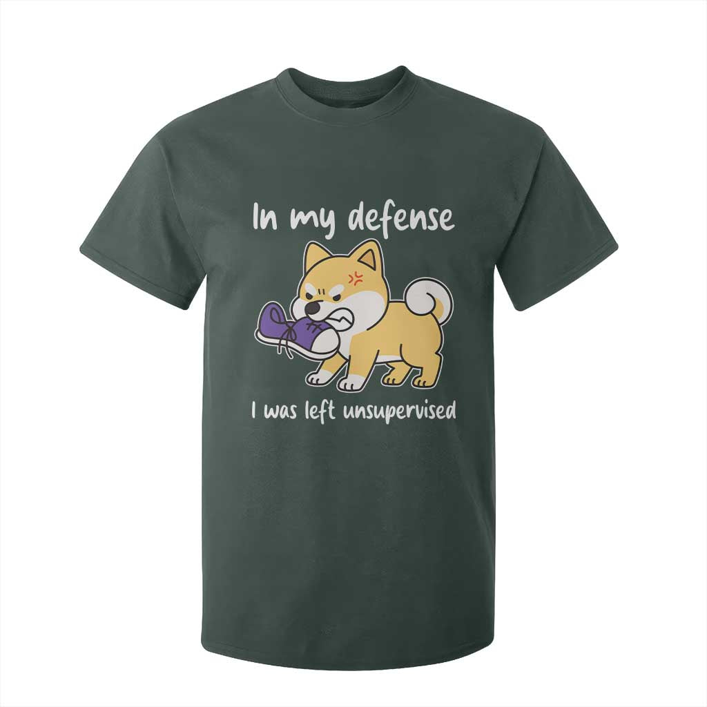 Sarcastic Dog Lover T Shirt For Kid In My Defense I Was Left Unsupervised TS12 Dark Forest Green Print Your Wear