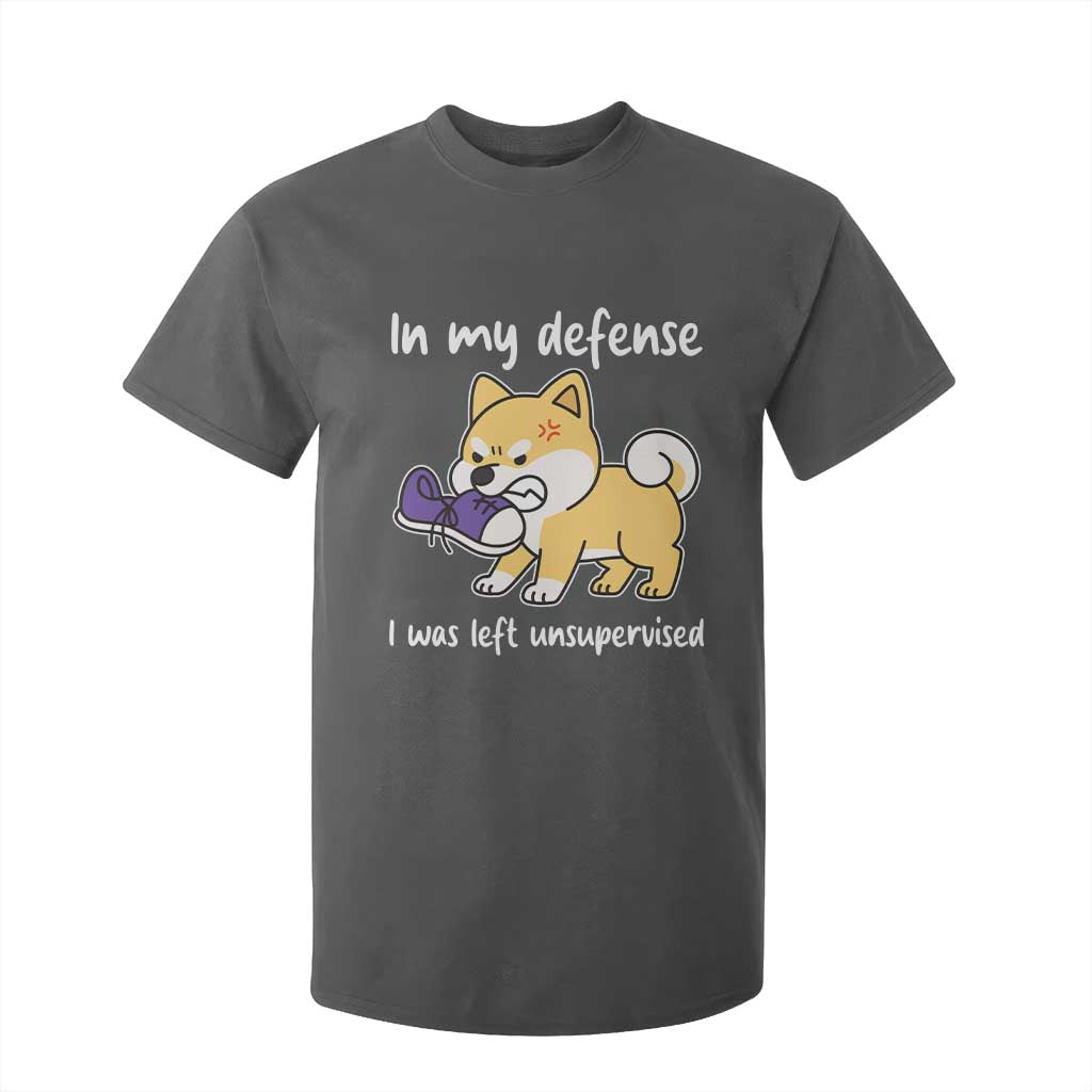 Sarcastic Dog Lover T Shirt For Kid In My Defense I Was Left Unsupervised TS12 Dark Heather Print Your Wear