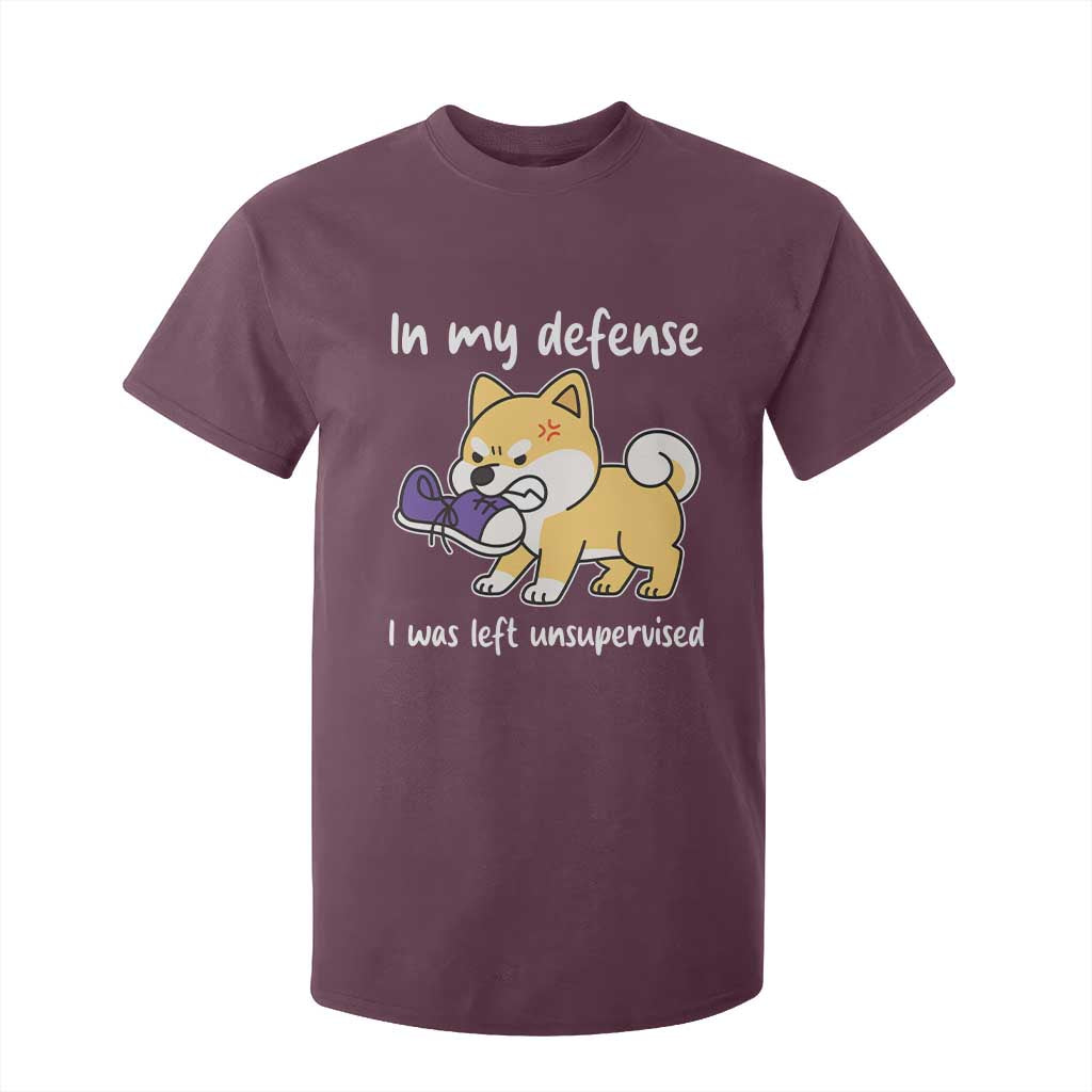 Sarcastic Dog Lover T Shirt For Kid In My Defense I Was Left Unsupervised TS12 Maroon Print Your Wear
