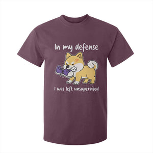 Sarcastic Dog Lover T Shirt For Kid In My Defense I Was Left Unsupervised TS12 Maroon Print Your Wear