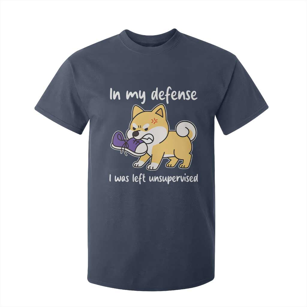 Sarcastic Dog Lover T Shirt For Kid In My Defense I Was Left Unsupervised TS12 Navy Print Your Wear