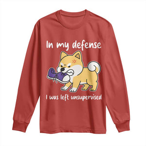 Sarcastic Dog Lover Long Sleeve Shirt In My Defense I Was Left Unsupervised TS12 Red Print Your Wear