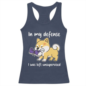 Sarcastic Dog Lover Racerback Tank Top In My Defense I Was Left Unsupervised TS12 Navy Print Your Wear