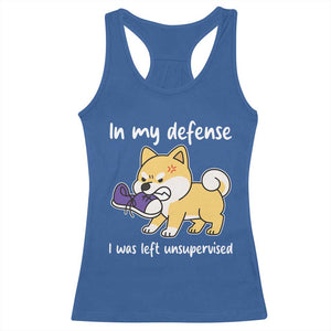 Sarcastic Dog Lover Racerback Tank Top In My Defense I Was Left Unsupervised TS12 Royal Blue Print Your Wear