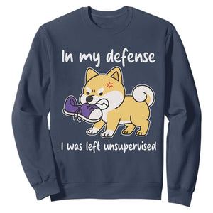 Sarcastic Dog Lover Sweatshirt In My Defense I Was Left Unsupervised TS12 Navy Print Your Wear
