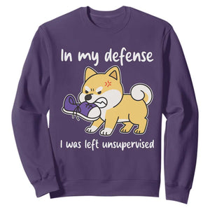Sarcastic Dog Lover Sweatshirt In My Defense I Was Left Unsupervised TS12 Purple Print Your Wear