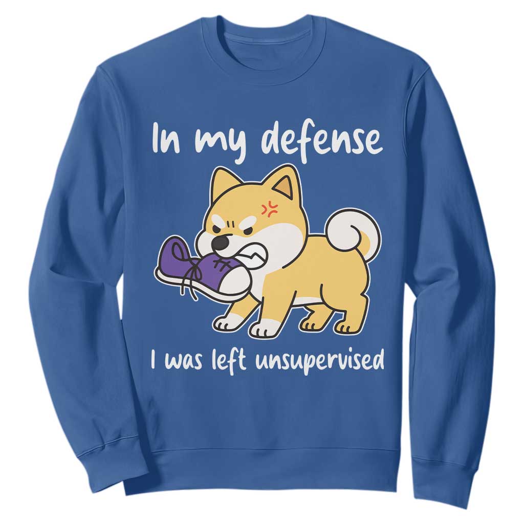Sarcastic Dog Lover Sweatshirt In My Defense I Was Left Unsupervised TS12 Royal Blue Print Your Wear