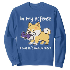 Sarcastic Dog Lover Sweatshirt In My Defense I Was Left Unsupervised TS12 Royal Blue Print Your Wear