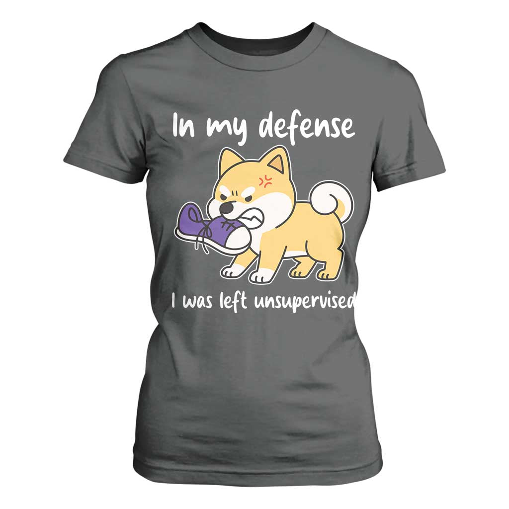 Sarcastic Dog Lover T Shirt For Women In My Defense I Was Left Unsupervised TS12 Dark Heather Print Your Wear