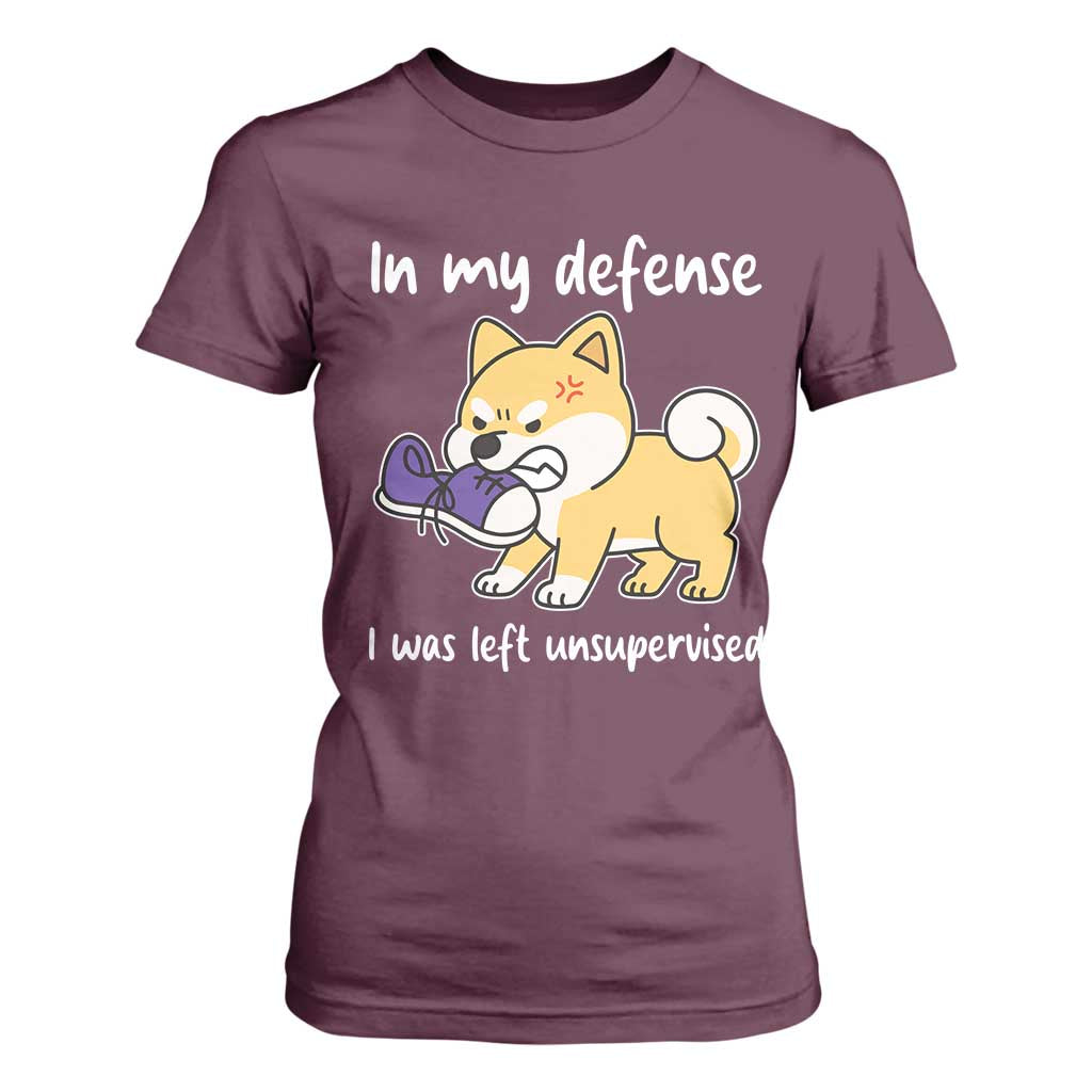 Sarcastic Dog Lover T Shirt For Women In My Defense I Was Left Unsupervised TS12 Maroon Print Your Wear