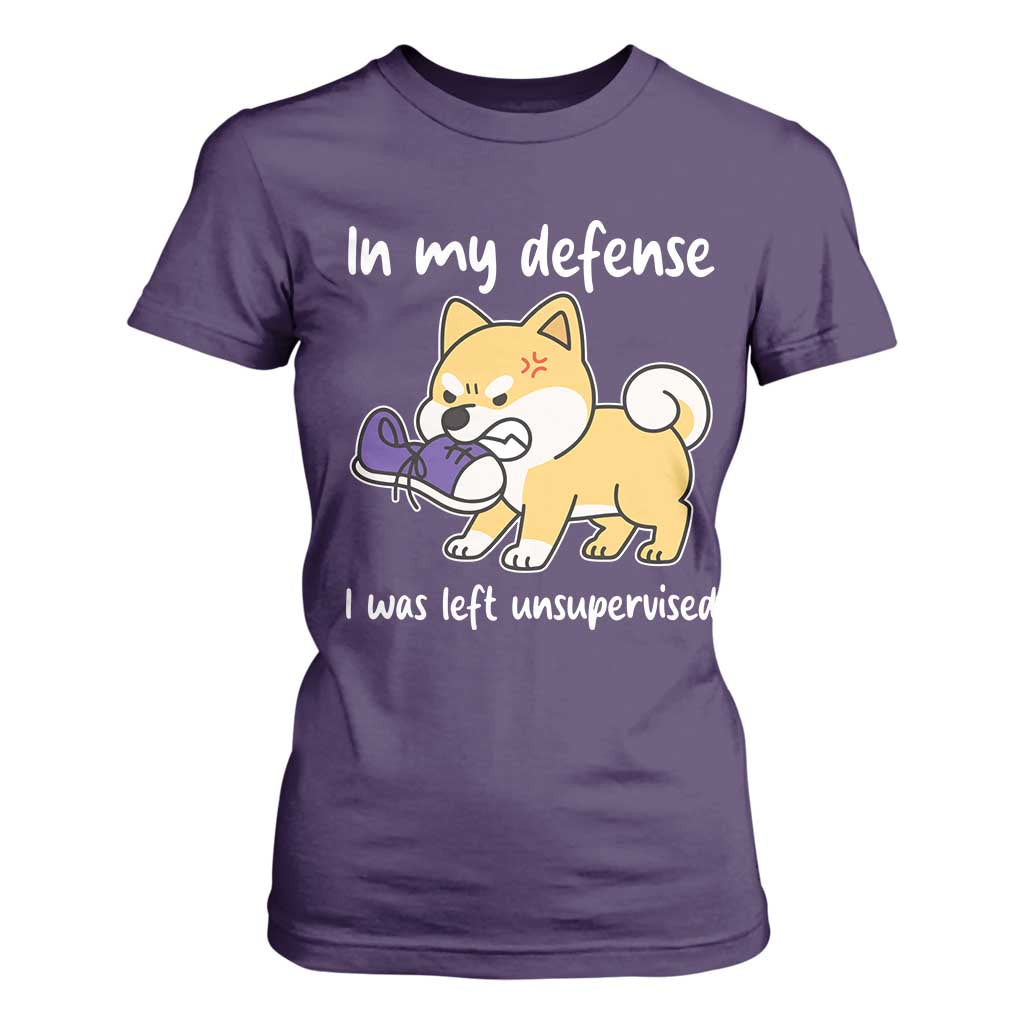 Sarcastic Dog Lover T Shirt For Women In My Defense I Was Left Unsupervised TS12 Purple Print Your Wear