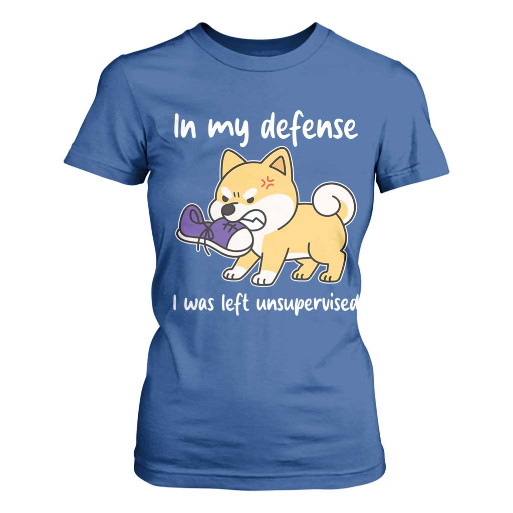 Sarcastic Dog Lover T Shirt For Women In My Defense I Was Left Unsupervised TS12 Royal Blue Print Your Wear